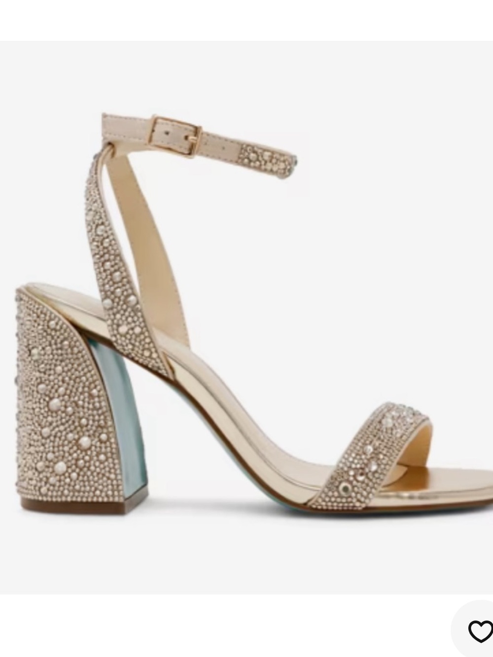 Betsey Johnson Embellished Gold Ankle-Strap Block Heels NEW 7